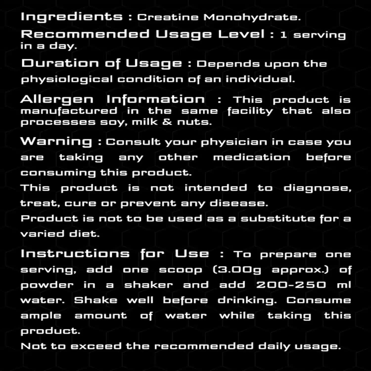 Creatine Monohydrate, view 4