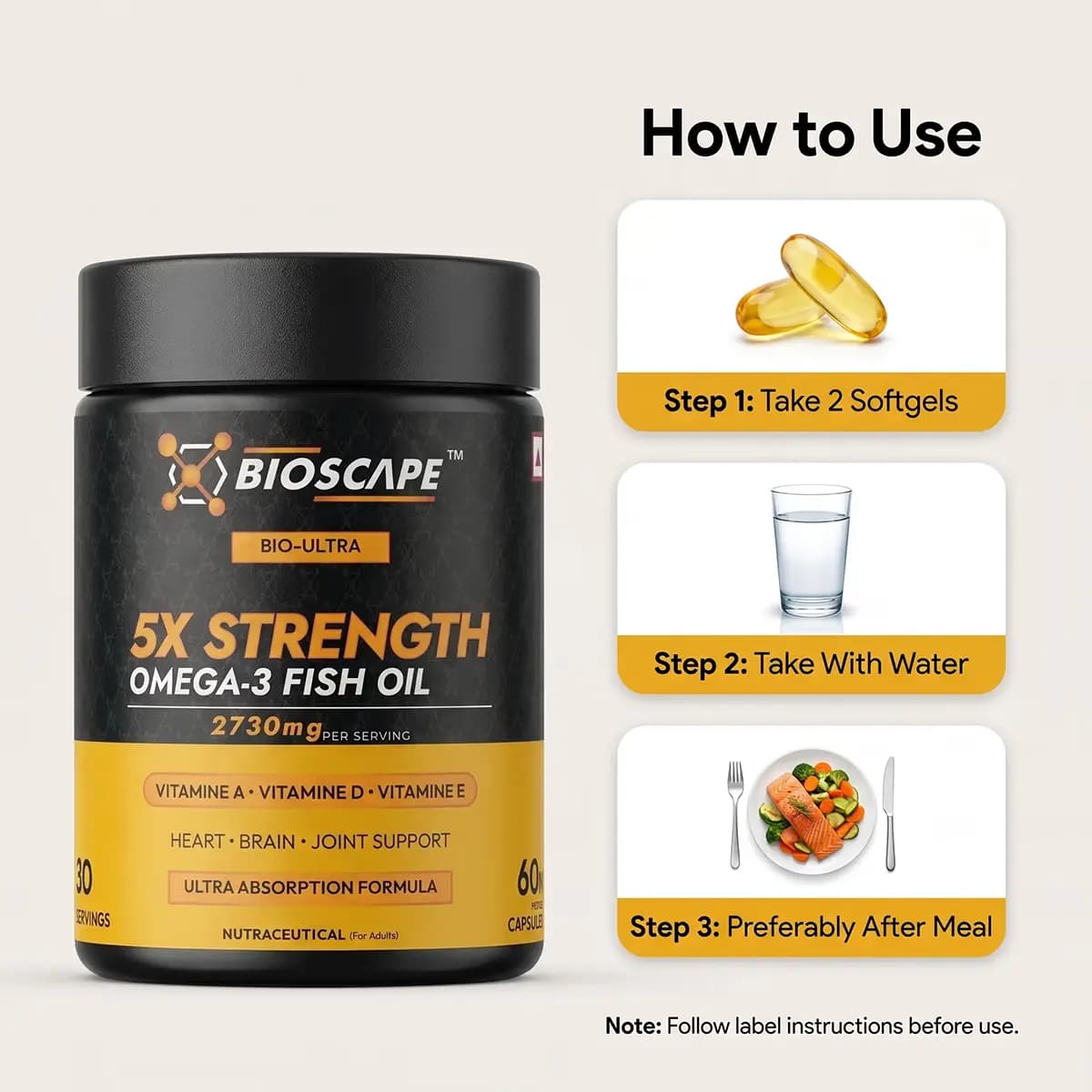 Omega-3 BIO-ULTRA 5X Strength Fish Oil, view 4